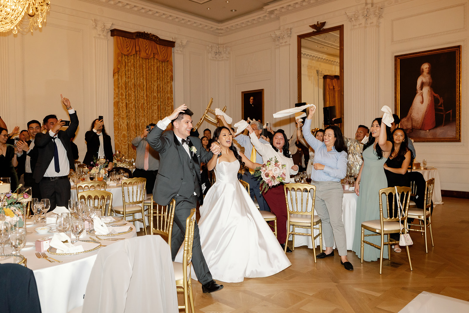 Bride and groom entering the reception.