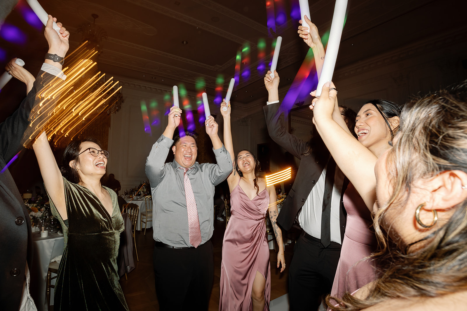 Open dancing with glow lights.