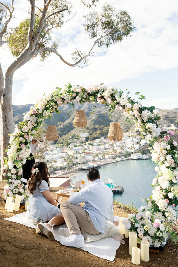 Couple admiring the views during their Catalina Island Proposal at Buena Vista Point.