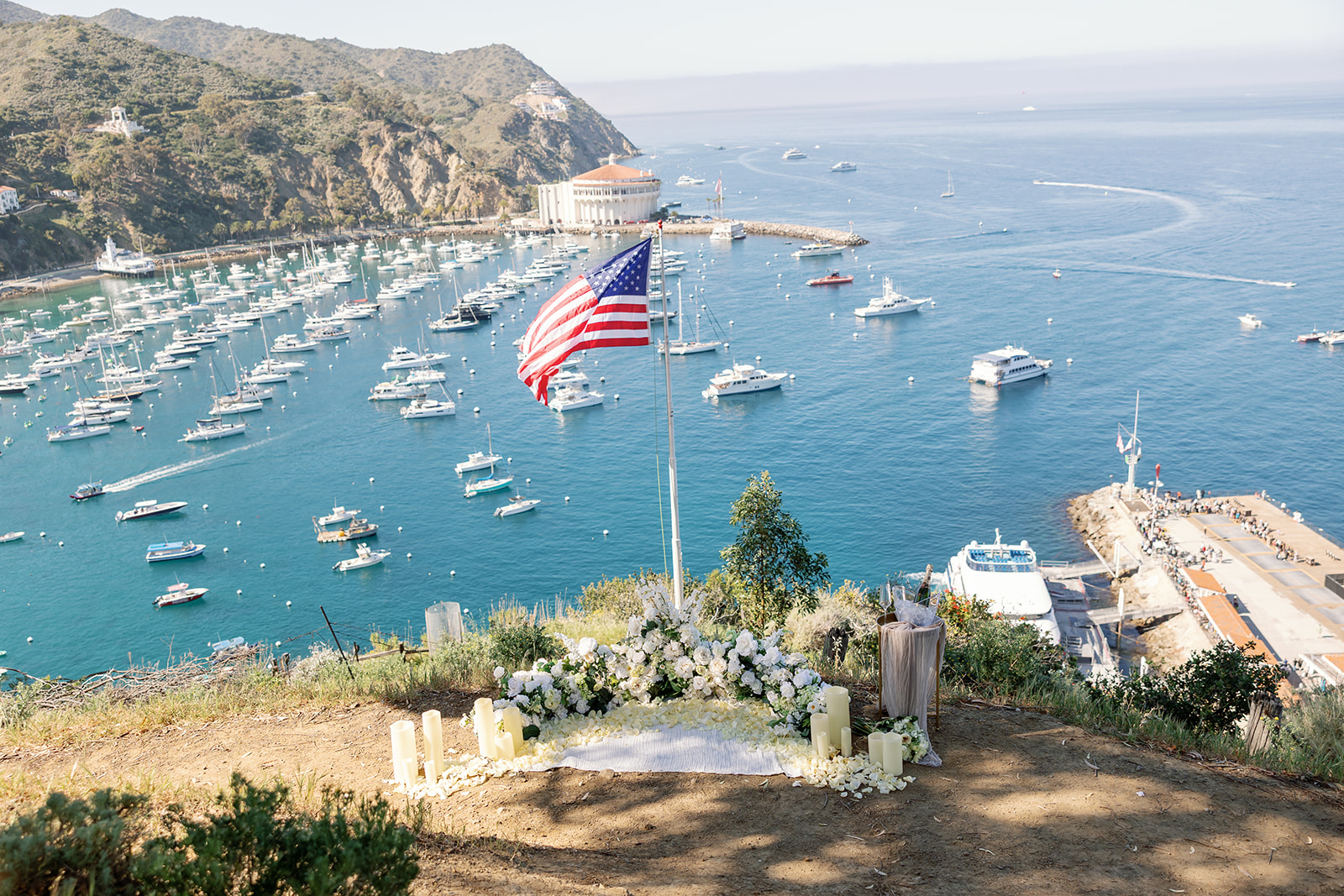 A Catalina Island Proposal setup at Buena Vista Point by The Yes Girls.