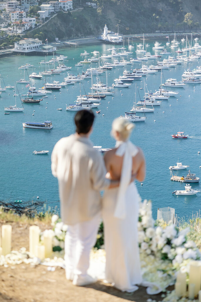 Couple admiring the views during their Catalina Island Proposal at Buena Vista Point.