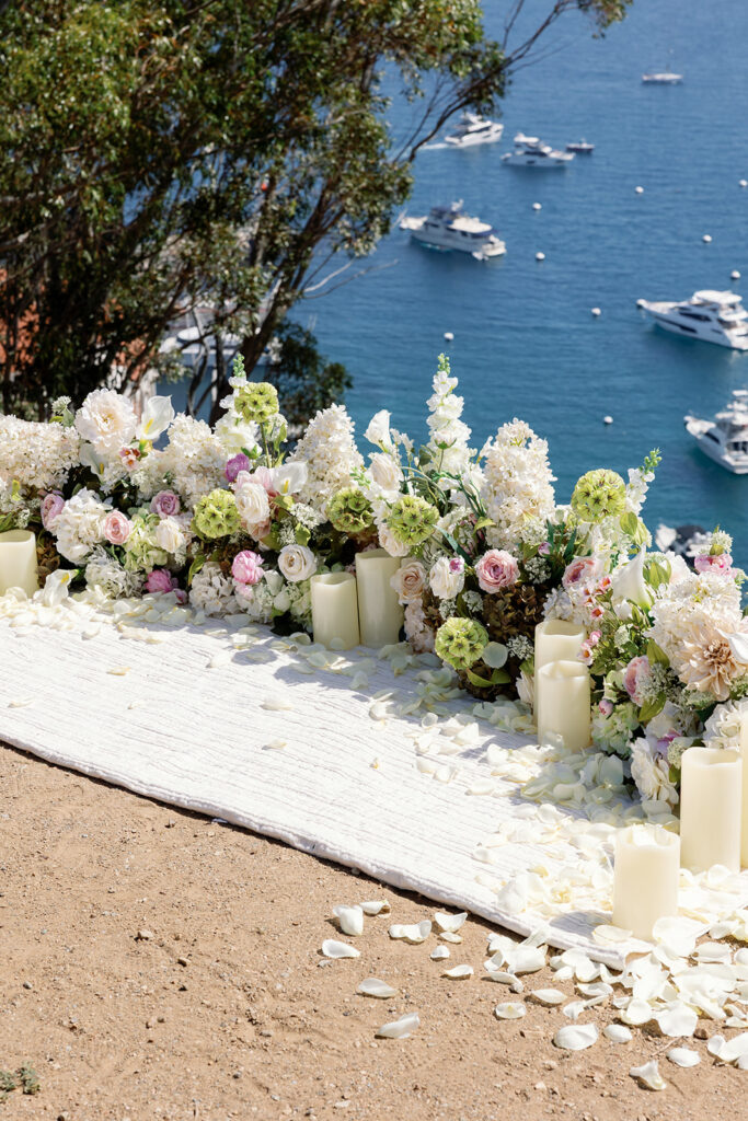 A Catalina Island proposal setup at Buena Vista Point.
